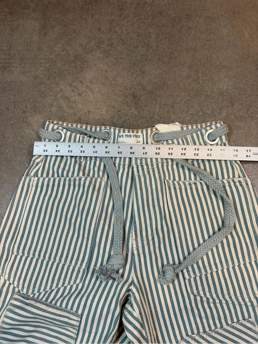 Free People We The Free Moxie Railroad-Stripe Patchwork Barrel Jean